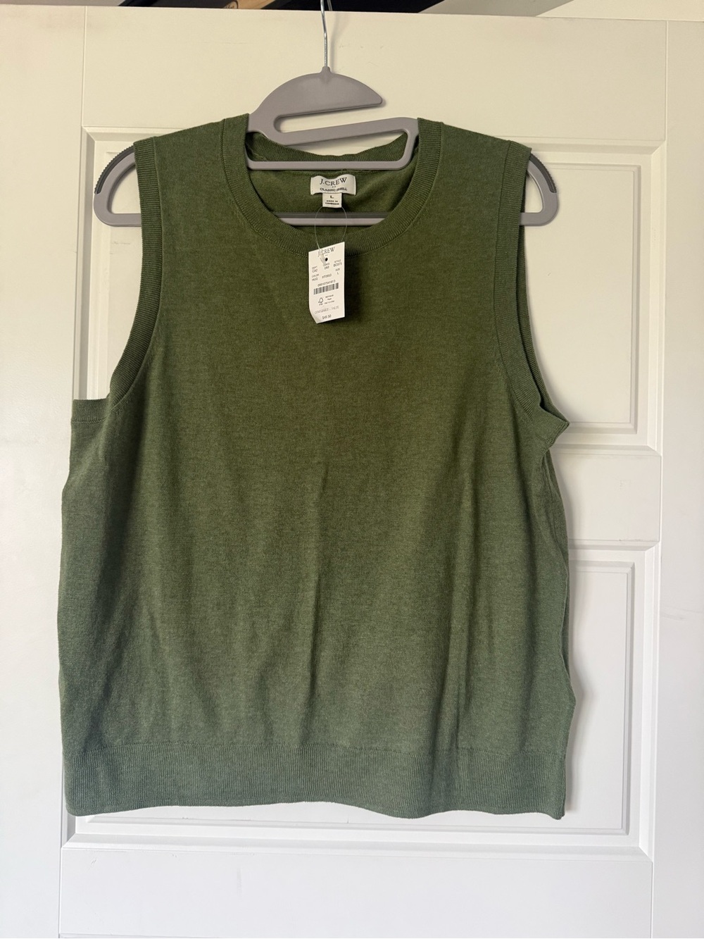 NWT J.Crew Factory Classic Sweater Shell Olive Green Size L